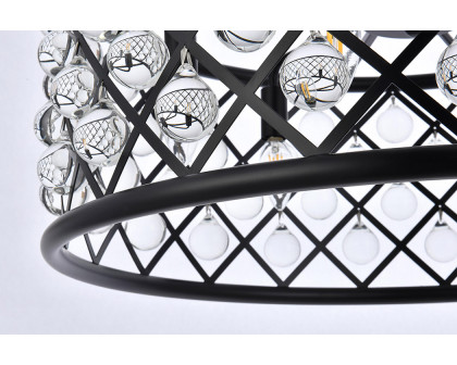 Elegant Crystal Grid Hoop 3 Light Chandelier - Matte Black, L 25" (1213D25MB-RC)