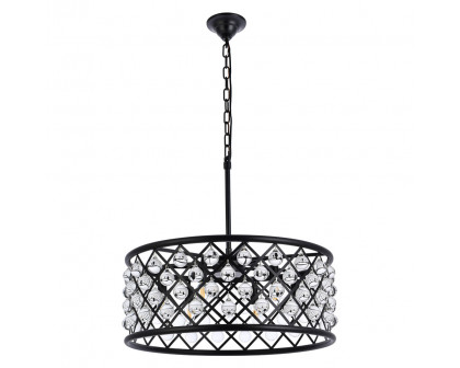 Elegant Crystal Grid Hoop 3 Light Chandelier - Matte Black, L 25" (1213D25MB-RC)