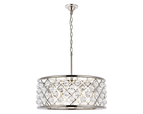 Elegant Crystal Grid Hoop 3 Light Chandelier - Polished Nickel, L 25" (1213D25PN-RC)