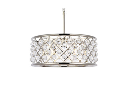 Elegant Crystal Grid Hoop 3 Light Chandelier - Polished Nickel, L 25" (1213D25PN-RC)