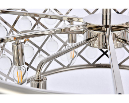 Elegant Crystal Grid Hoop 3 Light Chandelier - Polished Nickel, L 25" (1213D25PN-RC)