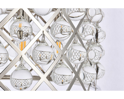 Elegant Crystal Grid Hoop 3 Light Chandelier - Polished Nickel, L 25" (1213D25PN-RC)