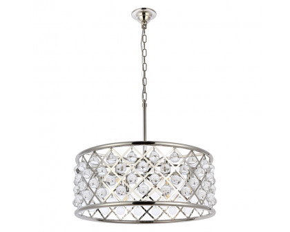 Elegant Crystal Grid Hoop 3 Light Chandelier - Polished Nickel, L 25" (1213D25PN-RC)