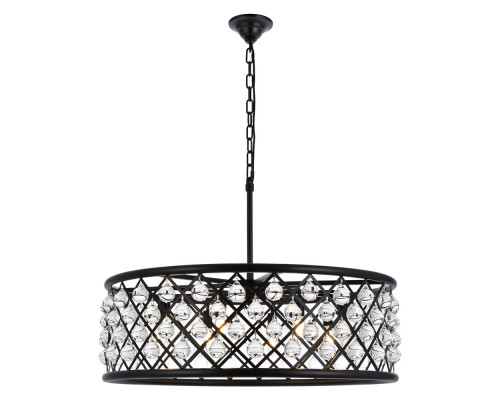 Elegant Crystal Grid Hoop 3 Light Chandelier - Matte Black, L 32" (1213D32MB-RC)