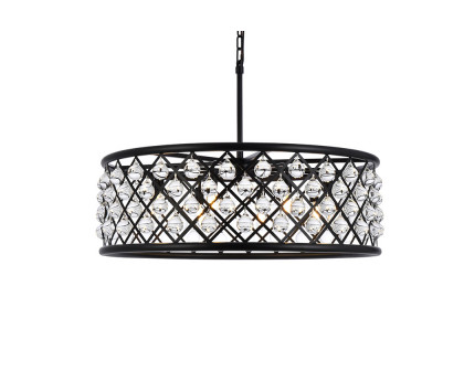 Elegant Crystal Grid Hoop 3 Light Chandelier - Matte Black, L 32" (1213D32MB-RC)