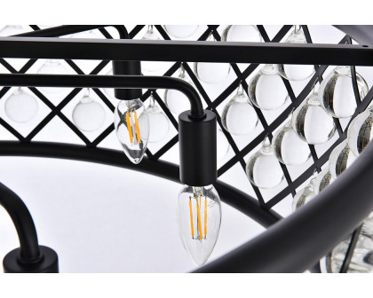 Elegant Crystal Grid Hoop 3 Light Chandelier - Matte Black, L 32" (1213D32MB-RC)