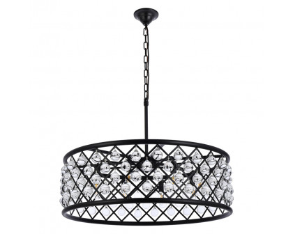 Elegant Crystal Grid Hoop 3 Light Chandelier - Matte Black, L 32" (1213D32MB-RC)