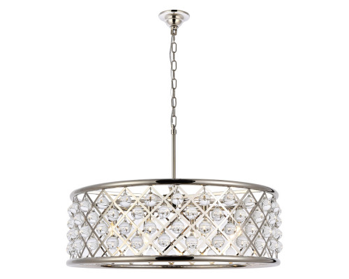 Elegant Crystal Grid Hoop 3 Light Chandelier - Polished Nickel, L 32" (1213D32PN-RC)