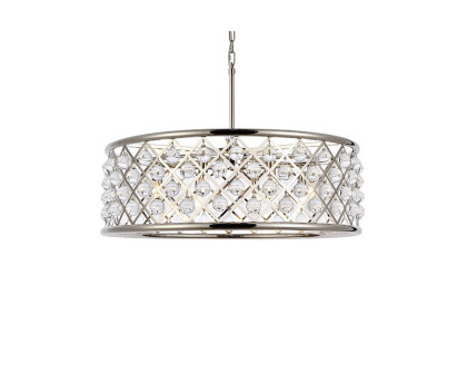 Elegant Crystal Grid Hoop 3 Light Chandelier - Polished Nickel, L 32" (1213D32PN-RC)