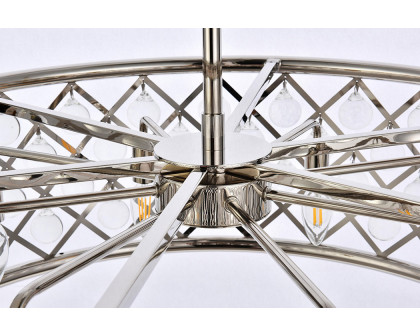 Elegant Crystal Grid Hoop 3 Light Chandelier - Polished Nickel, L 32" (1213D32PN-RC)