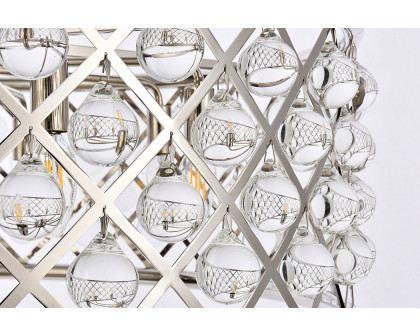 Elegant Crystal Grid Hoop 3 Light Chandelier - Polished Nickel, L 32" (1213D32PN-RC)