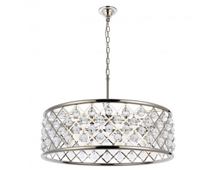 Elegant Crystal Grid Hoop 3 Light Chandelier - Polished Nickel, L 32" (1213D32PN-RC)