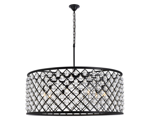 Elegant Crystal Grid Hoop 3 Light Chandelier - Matte Black, L 43" (1213G43MB-RC)