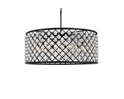 Elegant Crystal Grid Hoop 3 Light Chandelier - Matte Black, L 43" (1213G43MB-RC)