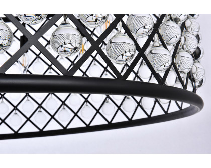 Elegant Crystal Grid Hoop 3 Light Chandelier - Matte Black, L 43" (1213G43MB-RC)