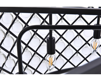 Elegant Crystal Grid Hoop 3 Light Chandelier - Matte Black, L 43" (1213G43MB-RC)