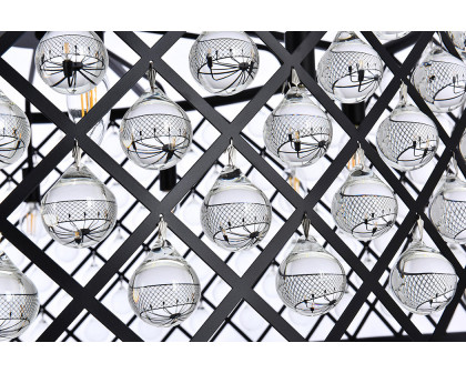 Elegant Crystal Grid Hoop 3 Light Chandelier - Matte Black, L 43" (1213G43MB-RC)