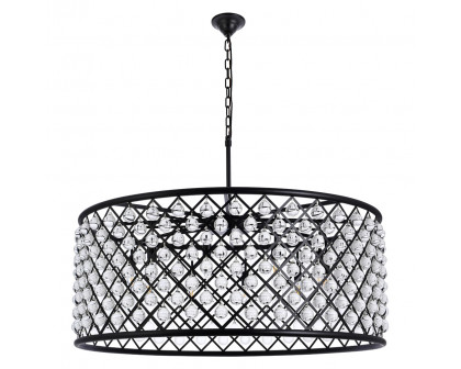 Elegant Crystal Grid Hoop 3 Light Chandelier - Matte Black, L 43" (1213G43MB-RC)