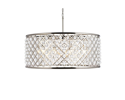 Elegant Crystal Grid Hoop 3 Light Chandelier - Polished Nickel, L 43" (1213G43PN-RC)