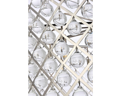 Elegant Crystal Grid Hoop 3 Light Chandelier - Polished Nickel, L 43" (1213G43PN-RC)