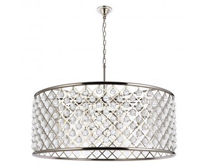 Elegant Crystal Grid Hoop 3 Light Chandelier - Polished Nickel, L 43" (1213G43PN-RC)