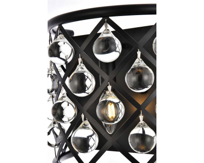 Elegant Crystal Grid 1 Light 11.5" Glass Wall Sconce - Matte Black (1213W11MB-RC)