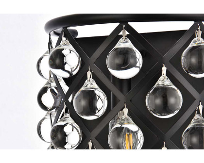 Elegant Crystal Grid 1 Light 11.5" Glass Wall Sconce - Matte Black (1213W11MB-RC)