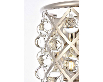 Elegant Crystal Grid 1 Light 11.5" Glass Wall Sconce - Polished Nickel (1213W11PN-RC)