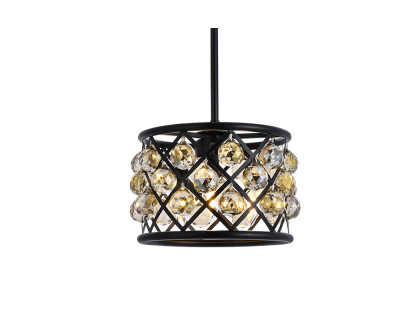 Elegant Crystal Grid Hoop 3 Light Chandelier - Matte Black/Gold, L 12" (1214D12MB-GT-RC)