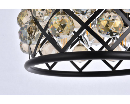 Elegant Crystal Grid Hoop 3 Light Chandelier - Matte Black/Gold, L 12" (1214D12MB-GT-RC)