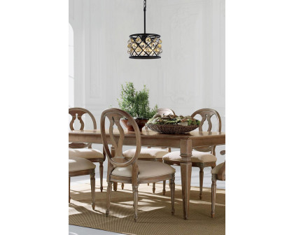 Elegant Crystal Grid Hoop 3 Light Chandelier - Matte Black/Gold, L 12" (1214D12MB-GT-RC)