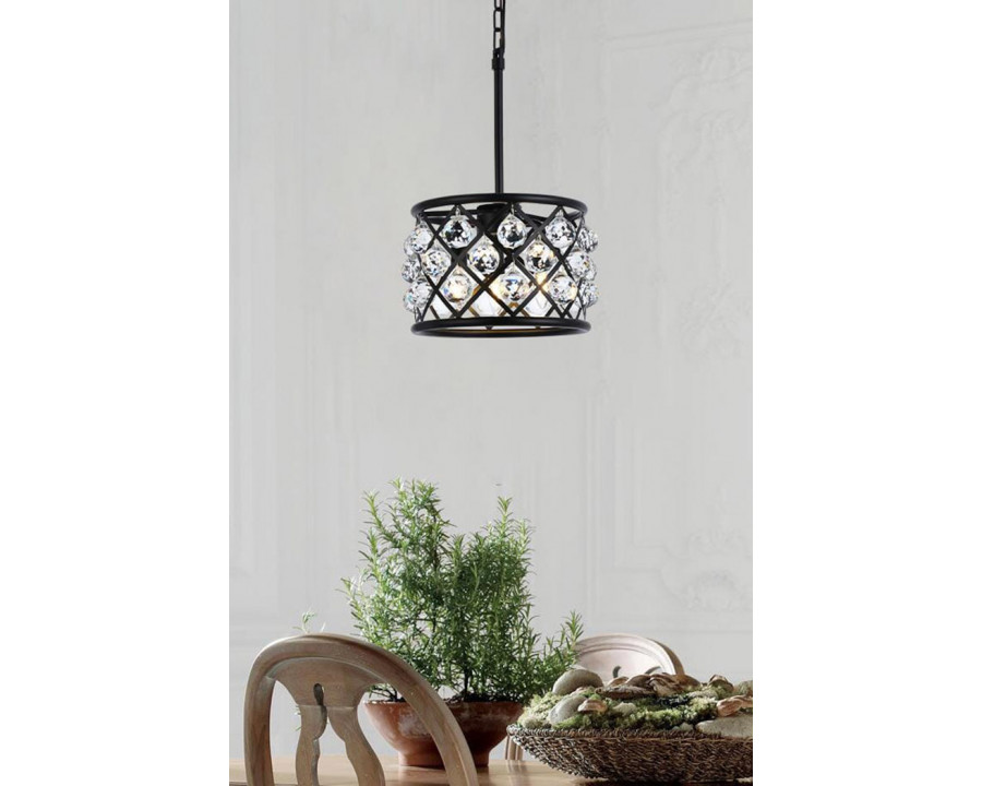 Elegant Crystal Grid Hoop 3 Light Chandelier - Matte Black, L 12" (1214D12MB-RC)