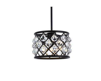 Elegant Crystal Grid Hoop 3 Light Chandelier - Matte Black, L 12" (1214D12MB-RC)