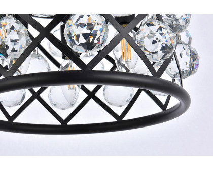 Elegant Crystal Grid Hoop 3 Light Chandelier - Matte Black, L 12" (1214D12MB-RC)