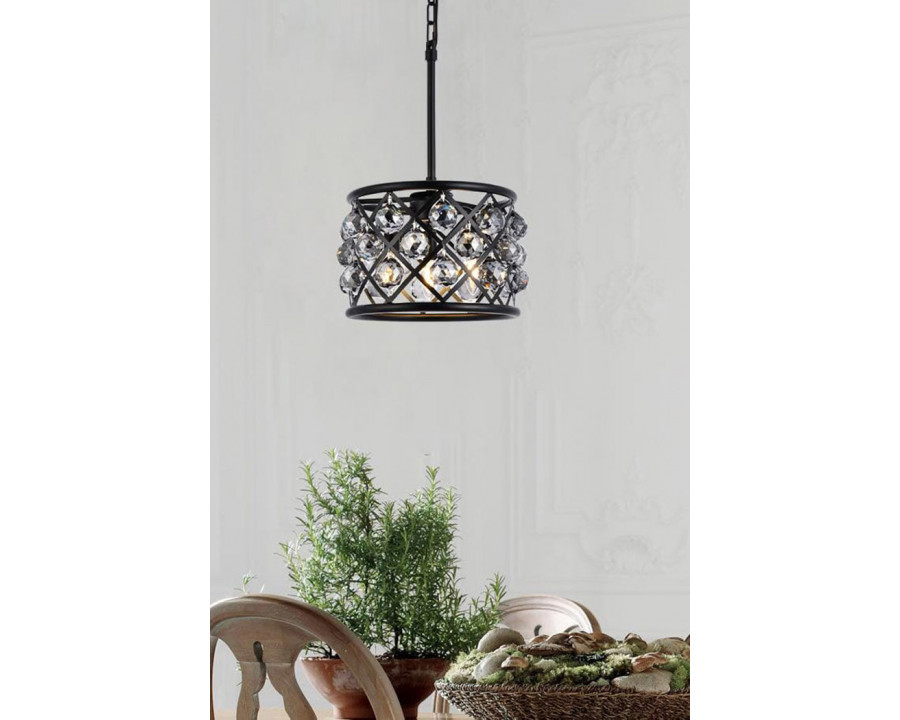 Elegant Crystal Grid Hoop 3 Light Chandelier - Matte Black/Silver, L 12" (1214D12MB-SS-RC)