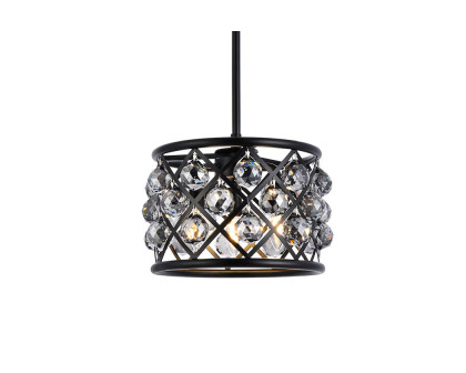 Elegant Crystal Grid Hoop 3 Light Chandelier - Matte Black/Silver, L 12" (1214D12MB-SS-RC)