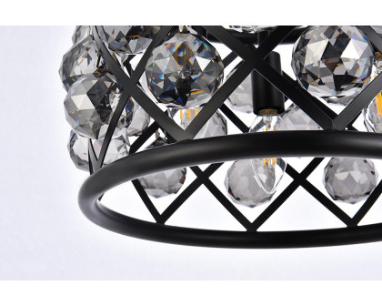 Elegant Crystal Grid Hoop 3 Light Chandelier - Matte Black/Silver, L 12" (1214D12MB-SS-RC)