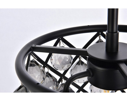 Elegant Crystal Grid Hoop 3 Light Chandelier - Matte Black/Silver, L 12" (1214D12MB-SS-RC)