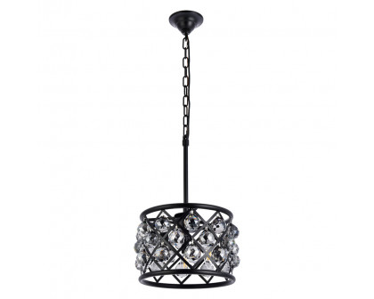 Elegant Crystal Grid Hoop 3 Light Chandelier - Matte Black/Silver, L 12" (1214D12MB-SS-RC)