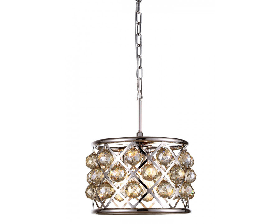 Elegant Crystal Grid Hoop 3 Light Chandelier - Polished Nickel/Gold, L 12" (1214D12PN-GT-RC)