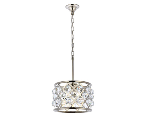 Elegant Crystal Grid Hoop 3 Light Chandelier - Polished Nickel, L 12" (1214D12PN-RC)