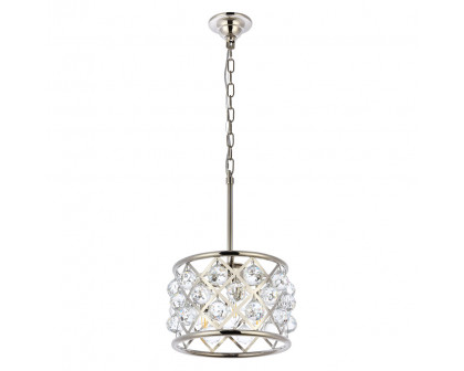 Elegant Crystal Grid Hoop 3 Light Chandelier - Polished Nickel, L 12" (1214D12PN-RC)