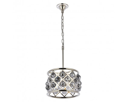 Elegant Crystal Grid Hoop 3 Light Chandelier - Polished Nickel/Silver, L 12" (1214D12PN-SS-RC)