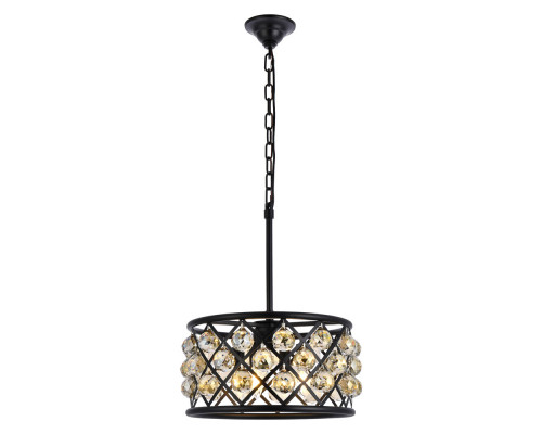 Elegant Crystal Grid Hoop 3 Light Chandelier - Matte Black/Gold, L 16" (1214D16MB-GT-RC)