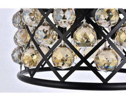 Elegant Crystal Grid Hoop 3 Light Chandelier - Matte Black/Gold, L 16" (1214D16MB-GT-RC)