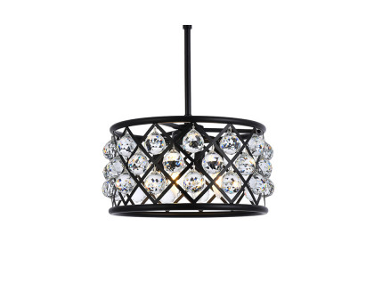 Elegant Crystal Grid Hoop 3 Light Chandelier - Matte Black, L 16" (1214D16MB-RC)