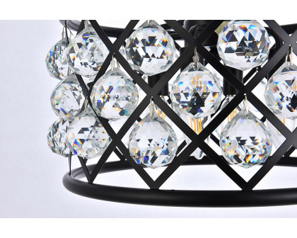 Elegant Crystal Grid Hoop 3 Light Chandelier - Matte Black, L 16" (1214D16MB-RC)