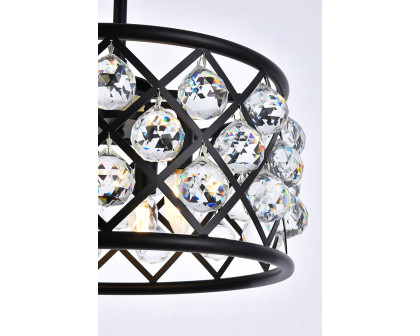 Elegant Crystal Grid Hoop 3 Light Chandelier - Matte Black, L 16" (1214D16MB-RC)