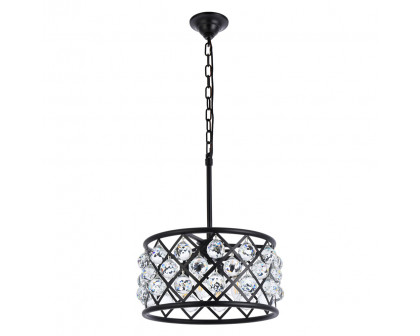 Elegant Crystal Grid Hoop 3 Light Chandelier - Matte Black, L 16" (1214D16MB-RC)