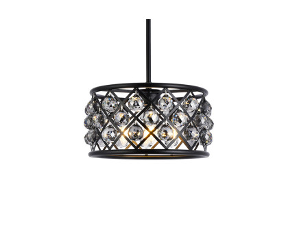 Elegant Crystal Grid Hoop 3 Light Chandelier - Matte Black/Silver, L 16" (1214D16MB-SS-RC)